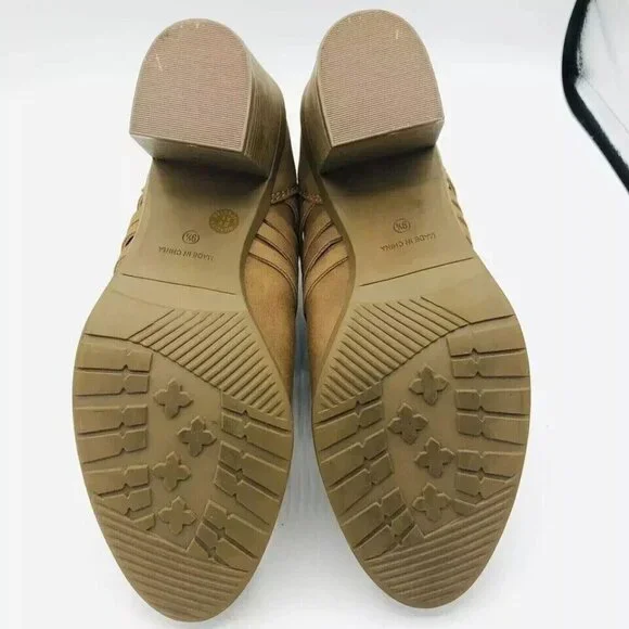 Arizona Jeans Womens Boots 9.5 Olympia Booties Memory Foam Brown Ankle Zip Weave - Picture 11 of 11